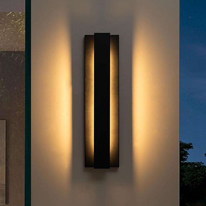 Outdoor Wall Lights Fixture 21inch LED Modern Wall Sconce Black Aluminum Exterior Porch Light Fixture Long Wall Mount Lighting for House Patio Front Porch Garage