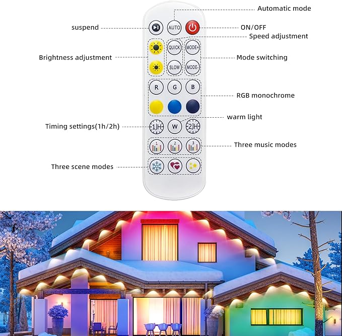 100FT Permanent Outdoor Lights - IP65 Waterproof RGB Eaves Lights with Smart App/Remote Controlfor Christmas All Holiday Party Daily and Accent Lighting House Roof and Garden Decoration