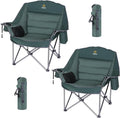 Nice C Camping Chairs Oversized XL Padded Camping Chair Outdoor Chair Lawn Chairs Lounge Chair Wide&ampThick Heavy Duty 400lb Carry Bag Cupholder &amp Cooler (Two Green)