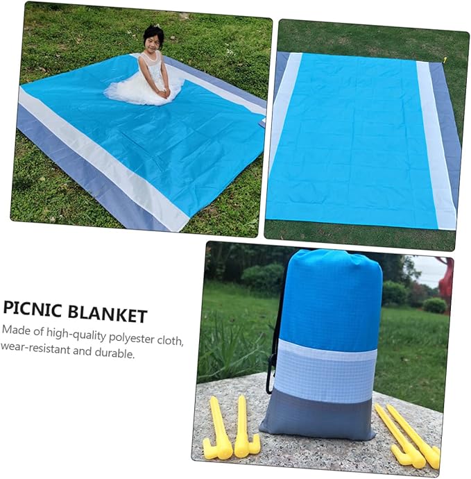 1Set Picnic Mat Portable Beach Blanket Camping Mat Easy to Clean Lightweight Durable TPU Coating for Outdoor Use Grey