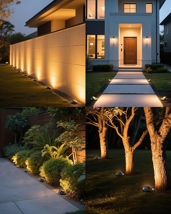 HIBOITEC Low Voltage Landscape Lights 12W LED Outdoor In-Ground Lights 1200LM Waterproof IP67 Landscape Lighting Anti-Glare Die-Cast Aluminum Garden Lights for Pathway Tree Yard 6 Pack