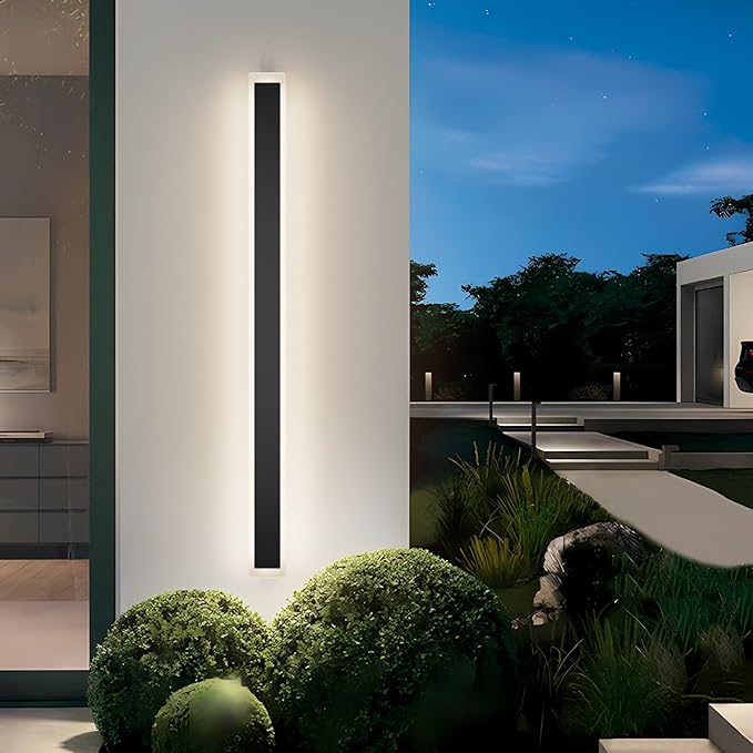 47.2In 4000K Long Outdoor Wall Light IP65 WaterproofModern Black Exterior Wall Mount Lighting for Porch Courtyard1Pack