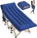 Folding Camping Cot for Sleeping Portable Cots for Adults Heavy Duty Cot Bed 550LBS(Max Load) Extra Wider Cots with Large Pocket for Outdoor Office Beach