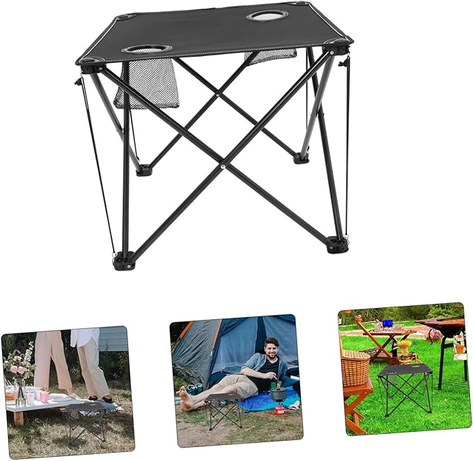 Portable Folding Picnic Table Outdoor Camping Table with Cup Holders Sturdy Frame Oxford Cloth