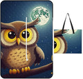 Zipper Owl and Yellow Moon Style Picnic Mat Suitable for Travel Camping Park Or Home Use