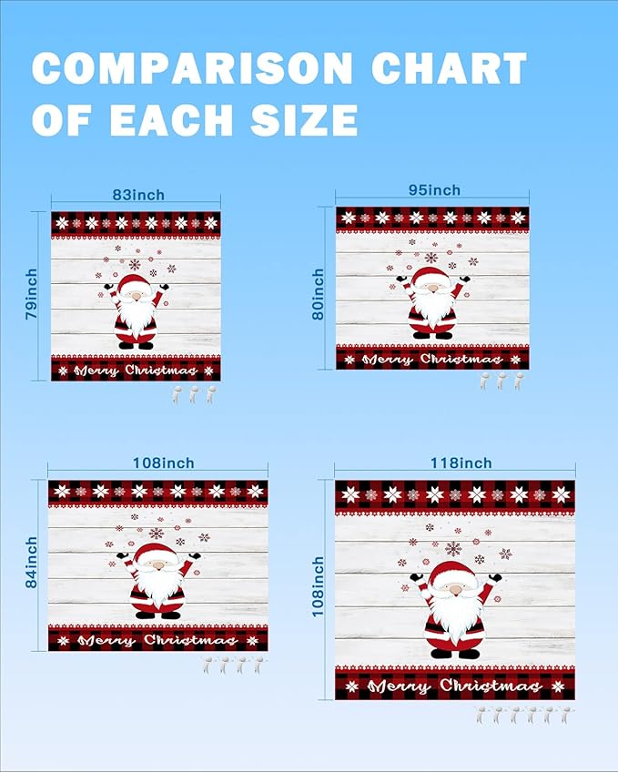 Beach Blanket Waterproof Sandproof Christmas Cute Santa Winter Snowflake Quick Drying Beach Mat with 4 Stakes Red Buffalo Grid Vintage Wooden Board Lightweight Picnic Blanket for Travel 118x108