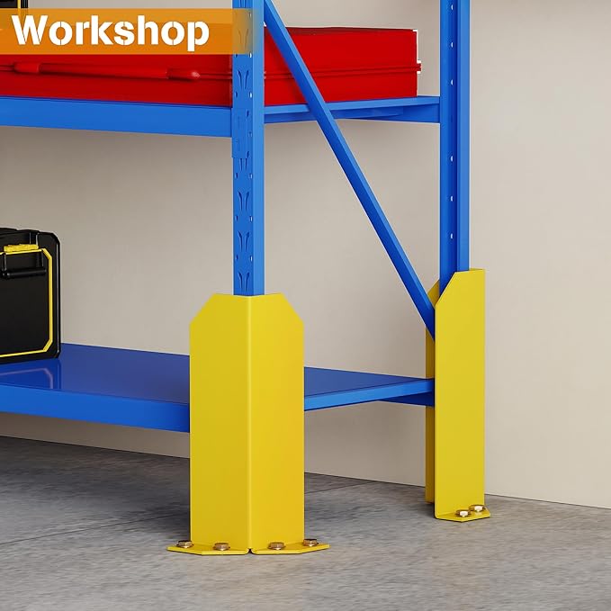 Nisorpa Pallet Rack Post Protectors 15 Pallet Racking Guards with Hardware L Shape Safety Yellow Pallet Edge Protectors Set of 2
