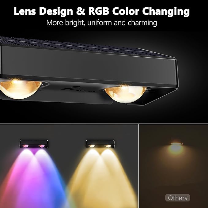 Brizled 16 Pack Fence Solar Lights 11 Modes &amp 9 Colors - Warm White/Cool White/RGB Color Changing IP65 Waterproof Outdoor Wall Lights 100 Lumens Outdoor Solar Deck Lighting for Railing Wall Fenc
