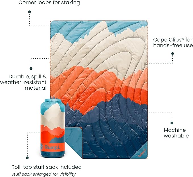 Rumple Original Puffy 1-Person Blanket for Camping and Outdoors Teton Glow