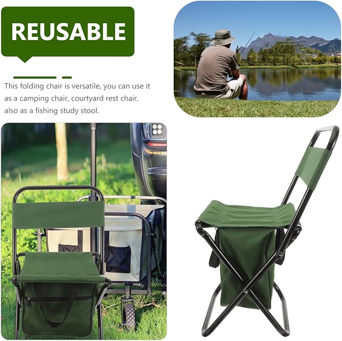 Portable Folding Chair with Storage Bag Lightweight Multi-Function Camping Stool for Fishing Travel Outdoor Leisure 18.11X10.62X8.26In