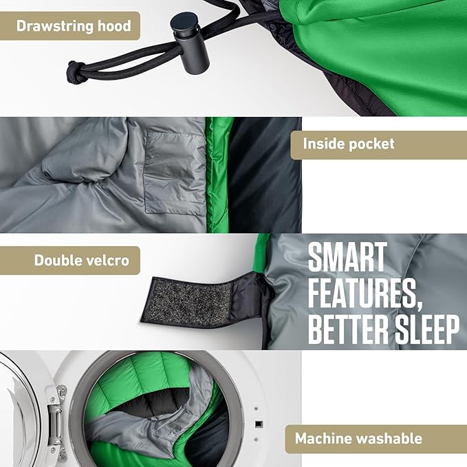 VENTURE 4TH Backpacking Sleeping Bag – XXL Double and Single Sizes - Lightweight Warm &amp Cold Weather Sleeping Bags for Adults Kids &amp Couples – Ideal for Hiking Camping &amp Outdoor Adventu