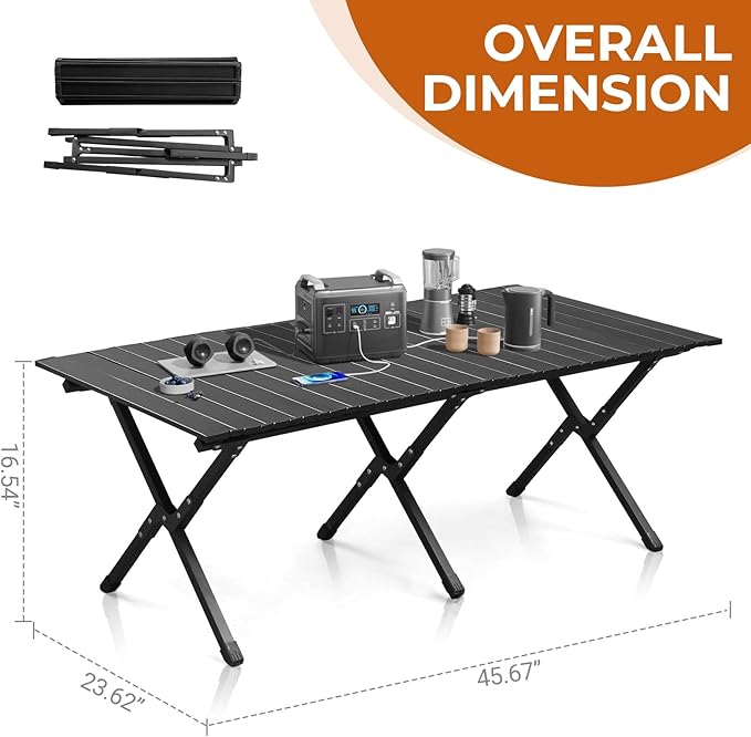 Outvita Beach Picnic Table Lightweight Roll Up Low Camping Table Portable Folding Table with Carrying Bag for Outdoor BBQ Sand Picnic Party Patio 46 Inches