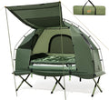 Goplus Camping Tent Cot 5-in-1 Folding Camping Bed with Air Mattress Pillow Sleeping Bag Waterproof Elevated Tent Shelter Portable Outdoor Sleeping Cot with Carry Bag for Picnic Trip
