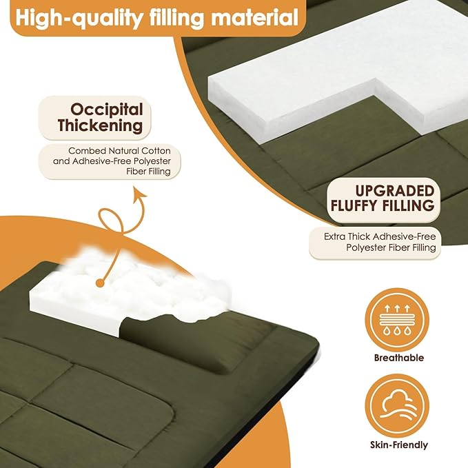 Floor Mattress 80 x 36 Inches XXL Portable Foam Sleeping Pad Comfortable Non-Slip Foldable Camping Mattress Lightweight Easy to Storage for Home Outdoor Tent Guest Bed Living Room