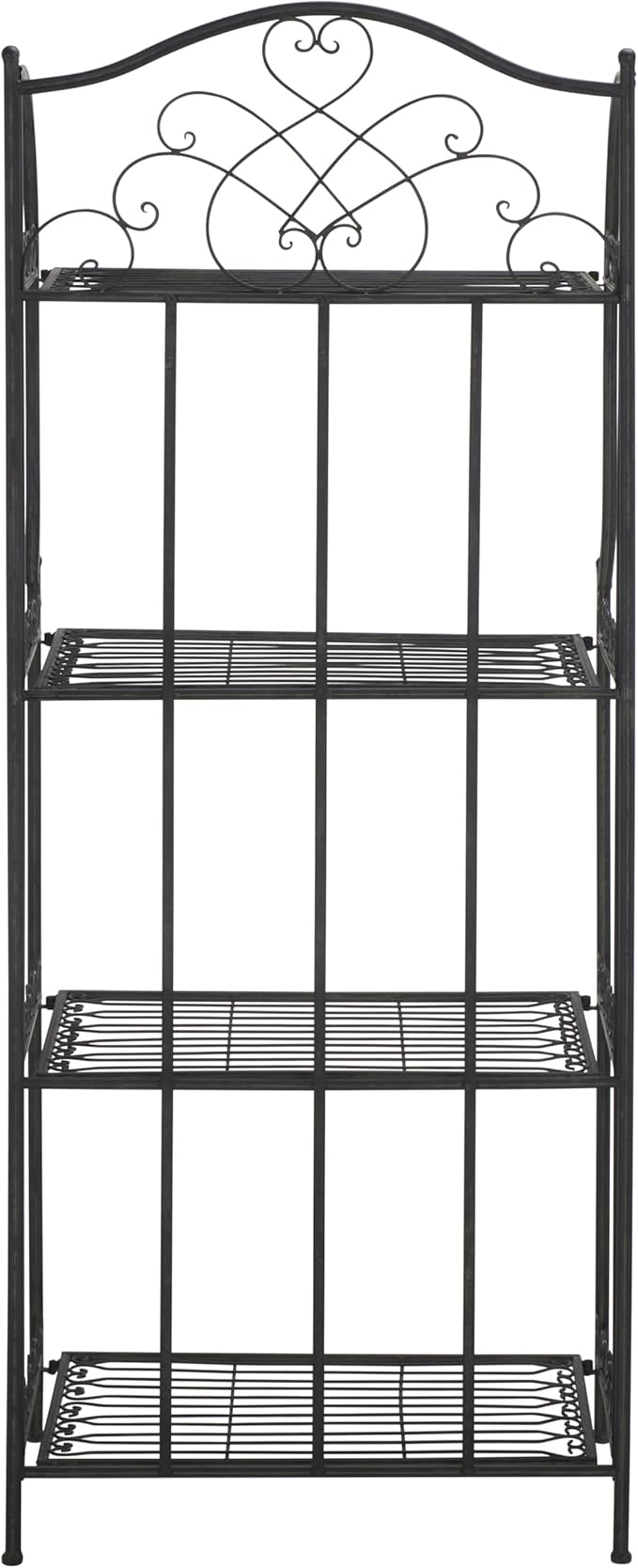 SAFAVIEH Outdoor Collection Amaris Victorian Scroll Antique Black 4-Tier Shelf Baker's Rack (Fully Assembled)