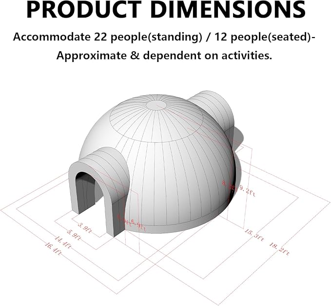 SAYOK Outdoor Portable Inflatable Igloo Dome Tent with Led Light for Party Wedding Event Camping