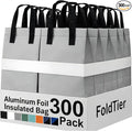 300 Pack Insulated Bags Bulk for Food Delivery 9.5 x 9.5 x 6 Thermal Take Away Bag for Hot Cold Food Coffee Milk Pizza Seafood Disposable Grocery Bag for Catering Restaurant(Grey)