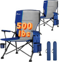 Romswi Oversized Camping Chairs 2 Pack 500 LBS Heavy Duty Folding Lawn Chairs with Hard Armrests Wide Seat Outdoor Chairs with Cup Holder &amp Side Pocket for Camping Beach Sports Backyard