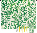 Waterproof Sandproof Beach Blanket 59''×68'' Bouquet Leaves Polyester Outdoor Picnic Blanket with 4 Stakes &amp Storage Bag for BeachCampingVacation Green