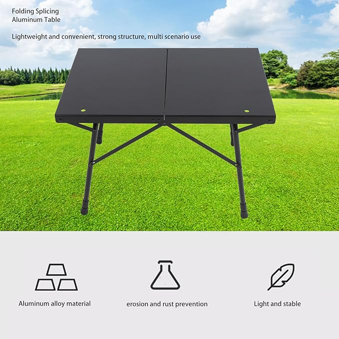 Camping Table Folding Portable Camp Side Table with Adjustable Height Aluminum Alloy Lightweight Camping Table for Outdoor Picnic BBQ Cooking