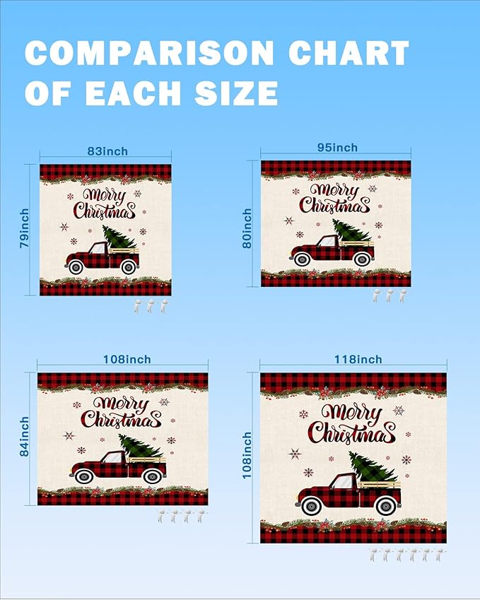 Beach Blanket Waterproof Sandproof OversizedChristmas Red Buffalo Check Farm Truck Trees Beach Mat with Corner Stakes Sand PocketsWinter Snowflake Flower Berries Picnic Mat for Travel 83x79In