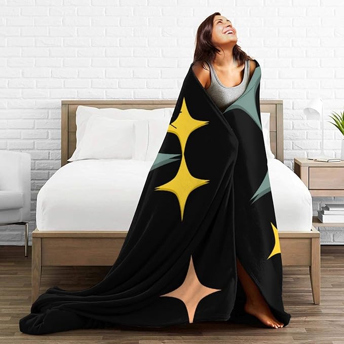 60X50 Mid Century Modern Eames Atomic Starbursts Lightweight Flannel Blanket - Soft and Breathable Polyester Suitable for Travel Camping and Home Decoration