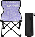 Sinestour Lilac Custom Folding Camping Chair for Teen Child Personalized Name 14.6×14.6in Portable Outdoor Chair with Carry Bag for Picnic Barbeques Beach