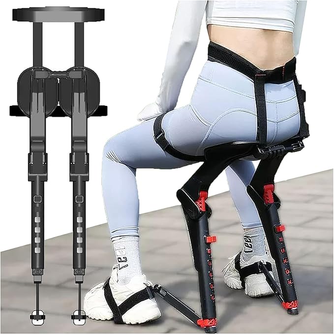 2025 Upgrade Wearable Chair Invisible Seat Lightweight Wearable Exoskeleton Seat with 5 Height Adjustments Supports Up to 150kg Foldable and Easy to Carry