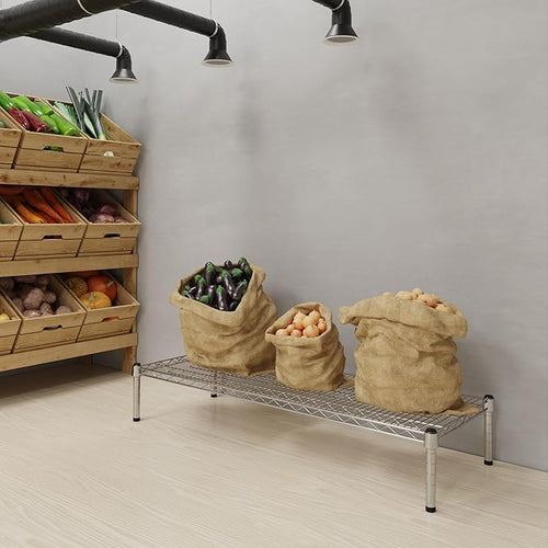 18''W x 48''L x 8''H Chrome Plated Wire Dunnage Rack | Off The Floor Storage