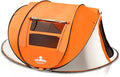 J.M.Deco 4 Person PopTent up with 2 Windows Pop Up Tents for Camping Backyard Sunny Beach Instant Tent for Family Hiking Tents for Backpacking 4 Person Easy Setup Tent Orange