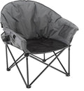 ARROWHEAD OUTDOOR Oversized Heavy-Duty Club Folding Camping Chair with Pocket Cup Holder Portable Padded Moon Round Saucer Supports 330lbs Carrying Bag