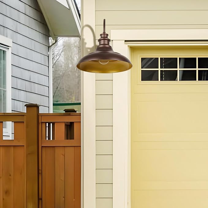 Outdoor Barn Light Fixtures 16 Inch Large Dome Farmhouse Exterior Wall Mount Lights Rustic Wall Sconces Indoor Wall Lighting Industrial Bronze Gold Lanterns for Porch Garage2 Pack
