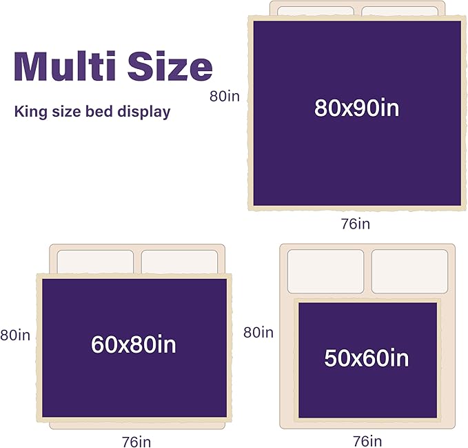 Catalonia Waterproof Bed Blanket Washable Leakproof Bed Cover Reversible Protector Blanket for Couch Sofa Stain Proof Blanket Pad for Adults 80X60 inches Purple