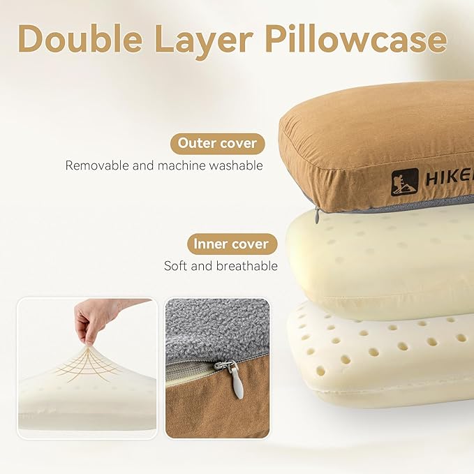 HIKEMAN Camping Memory Foam Pillow - Ultralight Travel Backpacking Ergonomic Pillow with Removable CoverNeck Lumbar Support for Outdoor CampSportHikingBackpacking Sleep (Purple)
