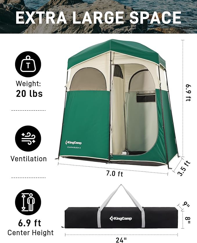 KingCamp Shower Tent Portable Privacy Tent Outdoor Camping 1/2 Room Toilet Tents with Shower Bag &amp Dressing Room for Beach Camping &amp Hiking