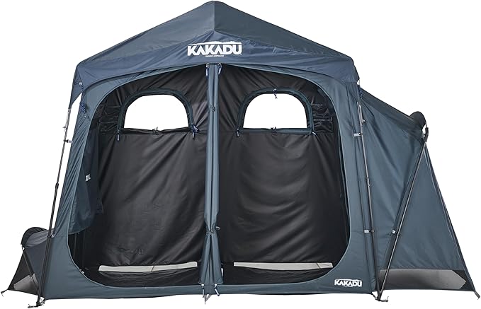Kakadu Outback Shower Tent Deluxe Triple Room Portable Privacy Shelter Outdoor Camping Toilet Tent Changing Room Sturdy Easy Setup - with LED Light Carry Bag Towel Rod