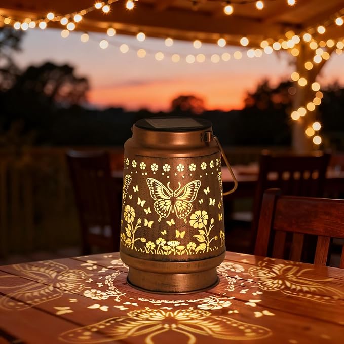 Butterfly Solar Lanterns Outdoor Waterproof Mother Day Gifts Birthday Gifts for Women Mom Grandma Butterflies Solar Lights for Yard Patio Porch Garden Decor