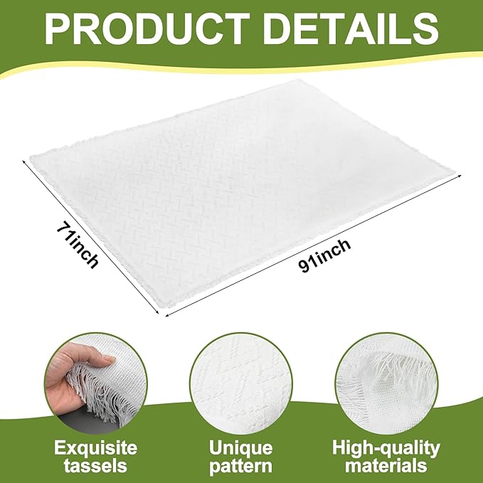 110×134'' Extra Large Outdoor Picnic Blanket with Waterproof Mat Oversize Beach Woven Cotton Yarn Blanket with Fringe Machine Washable Sandproof Portable for Spring Summer Camping Beach Park