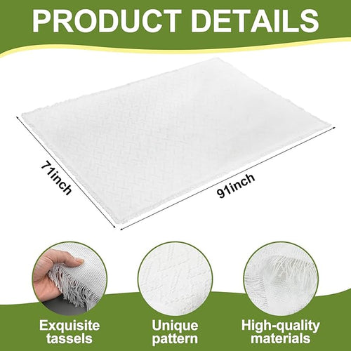 110×134'' Extra Large Outdoor Picnic Blanket with Waterproof Mat Oversize Beach Woven Cotton Yarn Blanket with Fringe Machine Washable Sandproof Portable for Spring Summer Camping Beach Park