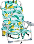 Folding Beach Chair Portable Camping Chair with Headrest Cup Holder &amp Armrests Backpack Beach Chair with 5 Positions Supports 220lbs for Camping Lawn Concert (1-Pack) ‌