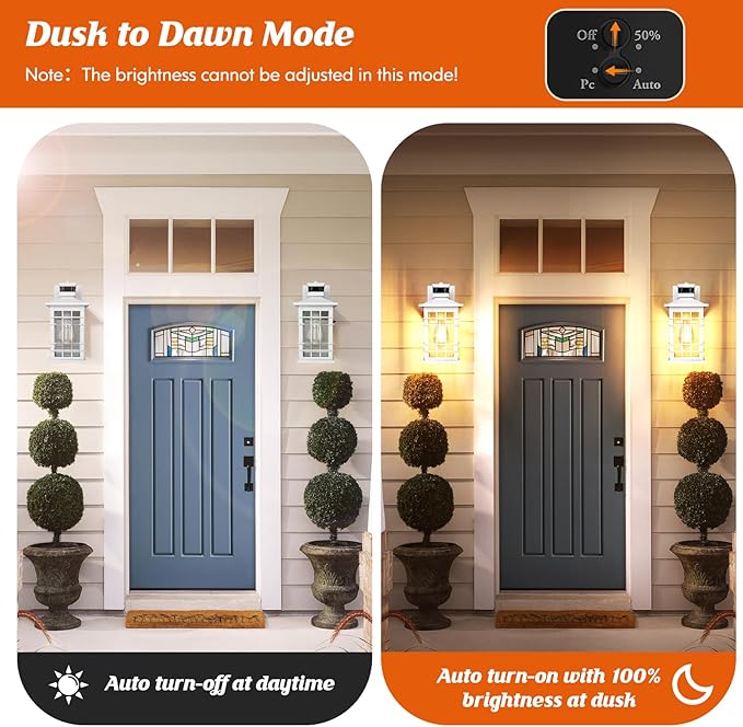 Motion Sensor Outside Wall Lantern Waterproof White Dusk Dawn Outdoor Lighting Wall Mount with Tempered Glass Modern Anti-Rust Motion Porch Light Fixture for Hallway Entryway Doorway