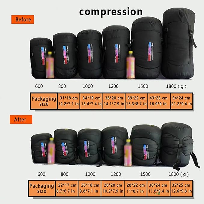 Backpacking Sleeping Bag 90% White Duck Down 5℉-50℉ Camping Sleeping Bags Includes Travel Pillow Camping Hiking Sleep Essentials Gear Accessories
