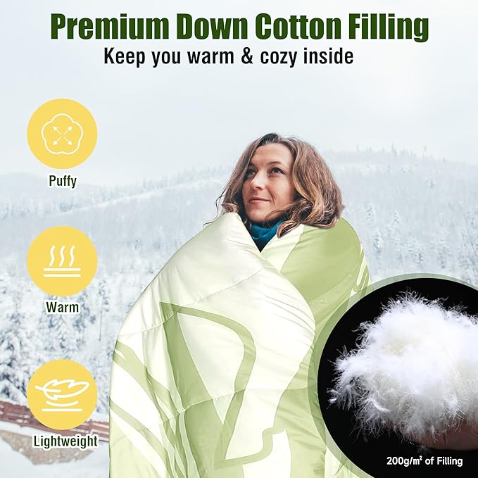 OUTSKIRT Packable Camping Blanket Outdoor Puffer Camping Blankets for Cold Weather Lightweight &amp Wearable Camping Quilt Ideal for Traveling Hiking Festival &amp Outdoor Adventures Deer