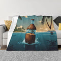 Drifting Bottle 60x50 Printed Soft Fleece Blanket for Sofa Bed and Camping - Cozy Blanket for Travel Picnics Nighttime Use