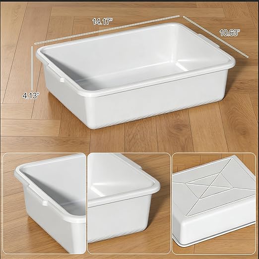 8 Liters Small Commercial Plastic Bus Tubs Plastic Bus Boxes for Restaurant Gray 5 Packs