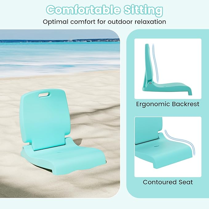 Goplus Poolside Chair for Edge of Pool Foldable Portable Flip Seat w/Back Support &amp 2 Handles Lightweight Outdoor Camping Chair for Stadium Tailgating Fishing Boats Beach (Mint Green 1 Pack