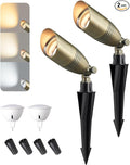 EDISHINE Solid Brass Outdoor Landscape Spotlights 3CCT MR16 Bulb Included 12V LED Low Voltage Landscape Lighting Bronze Heavy Duty Waterproof Spot Lights for Yard Garden Lawn Tree 2 Pack