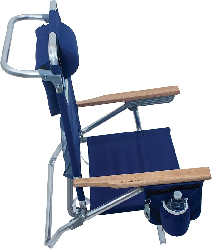 Tommy Bahama 2-Pack 5-Position Classic Lay Flat Backpack Beach Chair with Cooler and Cup Holder Portable Folding Beach Chair for Tanning Navy