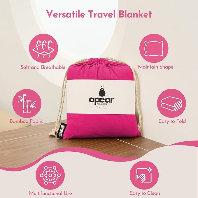 16-in-1 Compact Travel Blanket with Bag – Reversible Ultra Soft Bamboo Airplane Blanket with Hidden Pocket – Packable for Flights &amp Travel Essentials (Semi-Weighted Double Layer)
