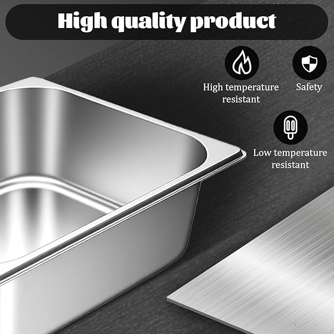 6 Pack Hotel Pans Steam Table Pan 1/2 Size 4 Inch Deep Stainless Steel Steam Table Pans Catering Food Pan Breading Tray for Chafing Dishes Buffet Restaurant
